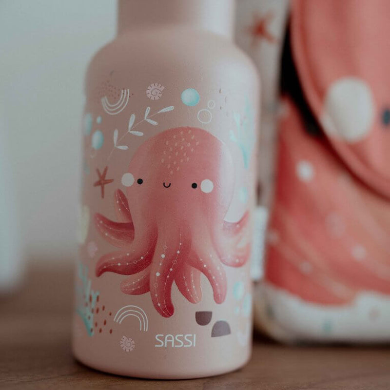 Sassi Stainless Steel Drink Bottle 500ml - Slurpy The Octopus