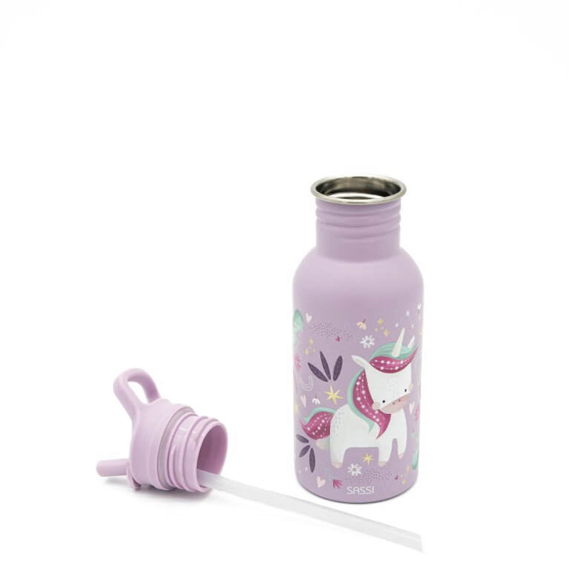 Sassi Stainless Steel Drink Bottle 500ml - Sparkly The Unicorn