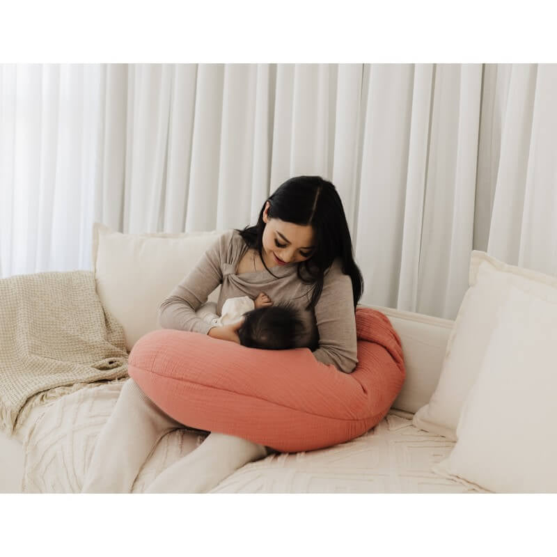 Theraline The Original Maternity and Nursing Pillow - Terracotta Muslin