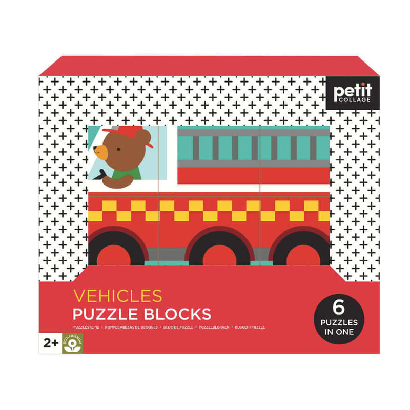 Petit Collage Vehicles Puzzle Blocks