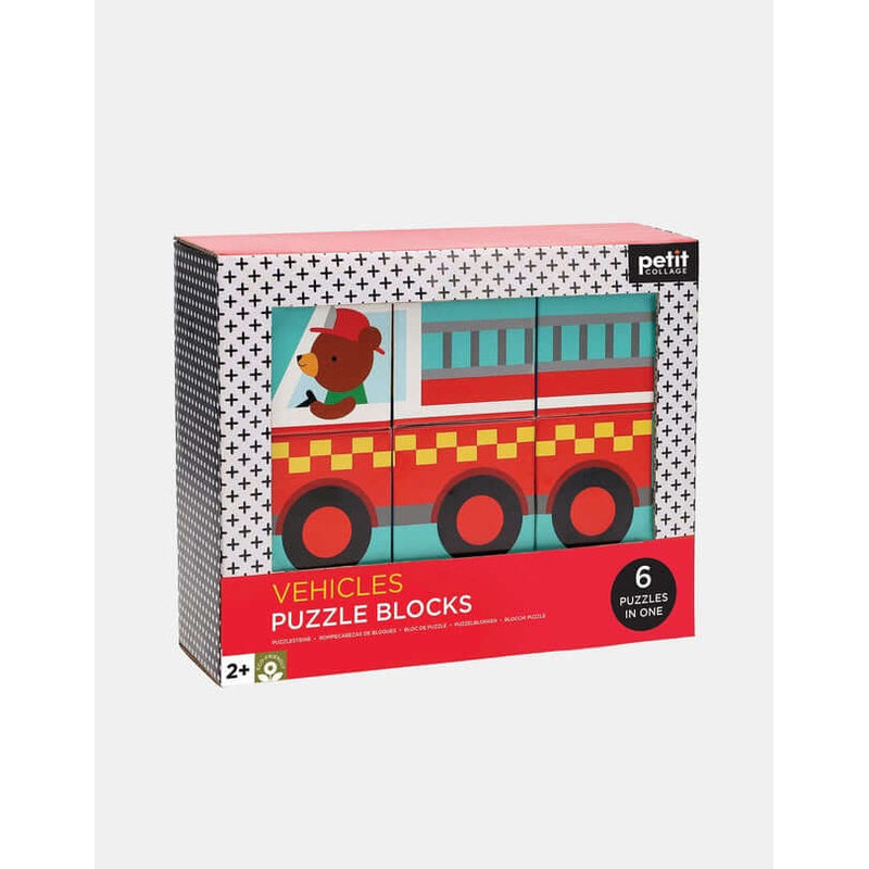 Petit Collage Vehicles Puzzle Blocks