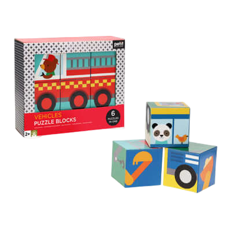 Petit Collage Vehicles Puzzle Blocks