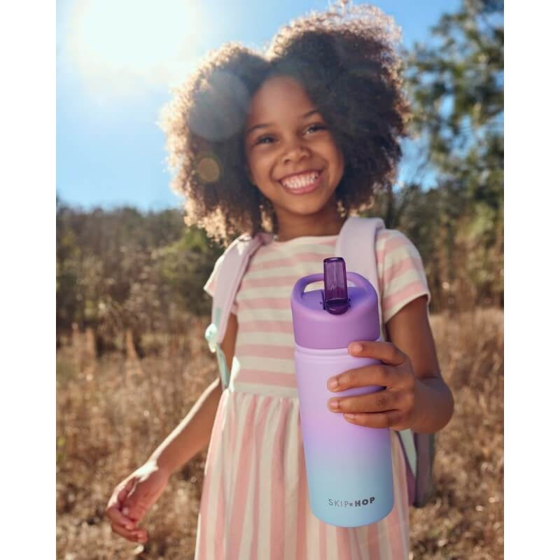Wander stainless steel kids water bottle in ombre purple