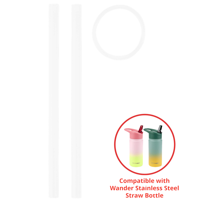 Skip Hop Wander Stainless Steel Water Bottle Extra Straws 2-Pack