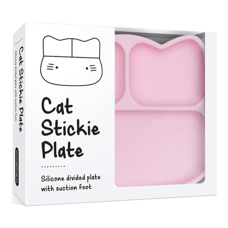 We Might Be Tiny Cat Stickie Plate - Powder Pink