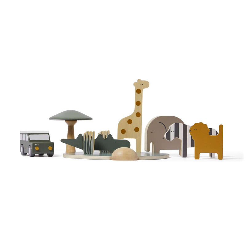 Wooden Safari Animals and Jeep