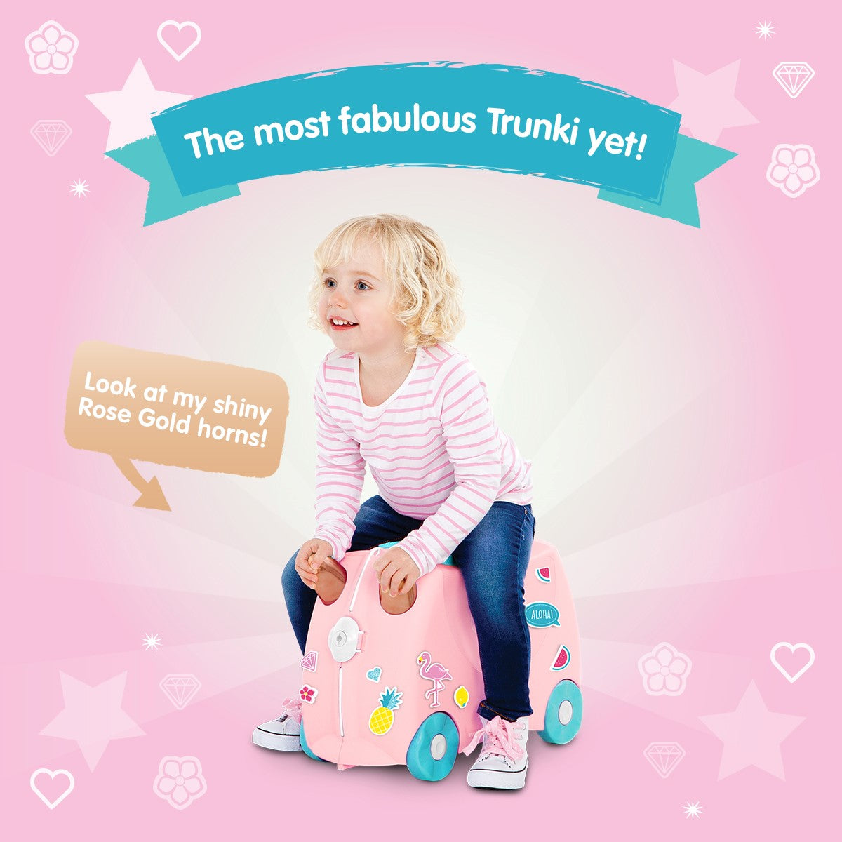 Trunki Ride-On Luggage - Flossi the Flamingo