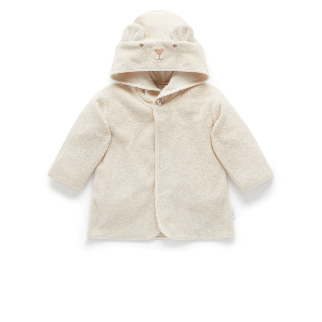Purebaby Hooded Bathrobe - Wheat Melange Bear